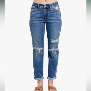 Judy Blue‎ Mid Rise Vintage Wash Destroy Boyfriend Jeans Size 16W NWT